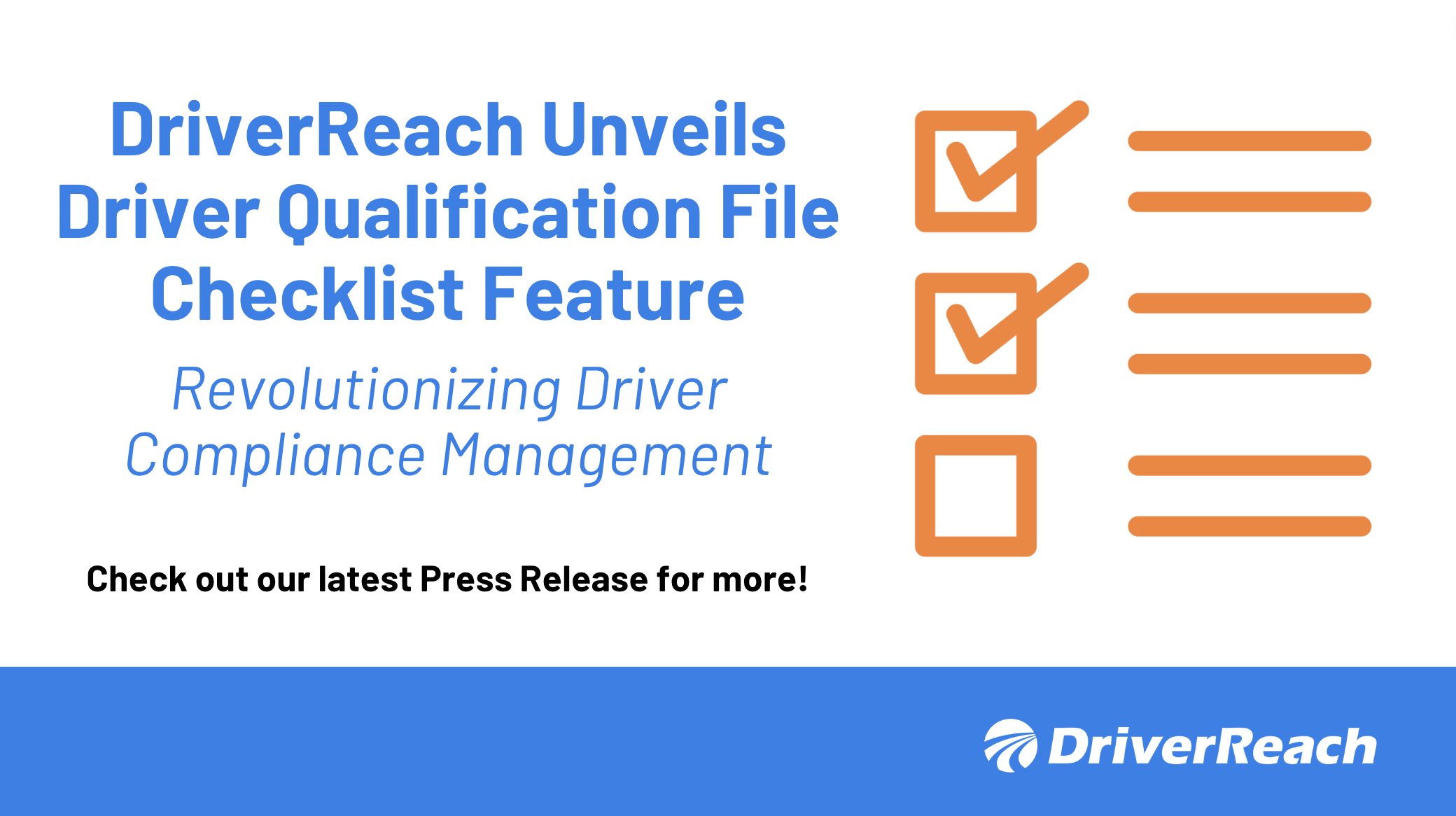 DriverReach Unveils Driver Qualification File Checklist Feature